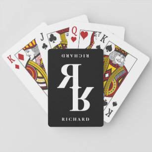 Eleganter schwarzer und weißer Name Initialmonogra Spielkarten