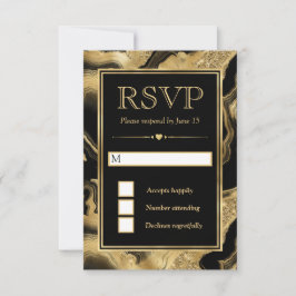 Eleganter Schwarzer Wald und Gold Glitzer Agate Ho RSVP Karte