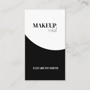 Eleganter schwarzer & weißer QR-Code-Makeup-Artist Visitenkarte