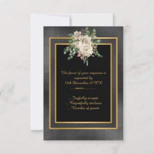 ELEGANTER SCHWARZGOLD EMBOSSESEE SCHIEBLAGE UAWG RSVP KARTE