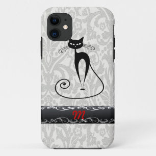 Eleganter Schwarzkatzendamast Case-Mate iPhone Hülle
