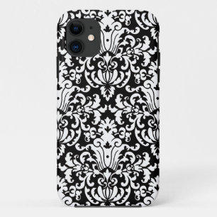 Eleganter Schwarzweiss-Damast Case-Mate iPhone Hülle
