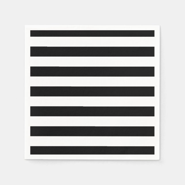 Eleganter Schwarzweiß-Streifen Serviette (Vorderseite)