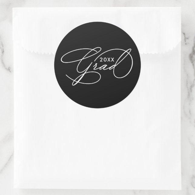 Eleganter Script-Abschluss Black Runder Aufkleber (Tasche)