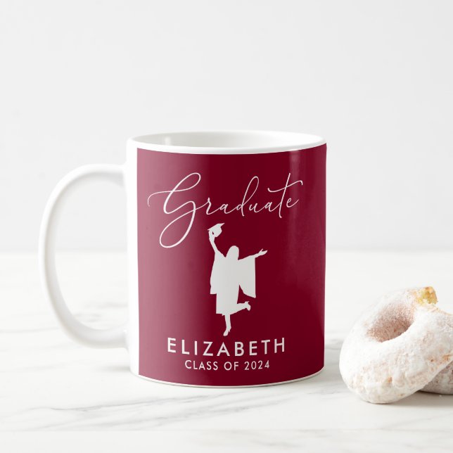 Eleganter Script-Abschluss Burgundy Kaffeetasse (Mit Donut)