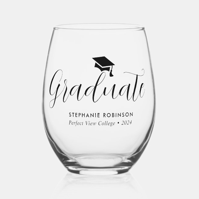 Eleganter Script-Abschluss Weinglas Ohne Stiel (Vorderseite)