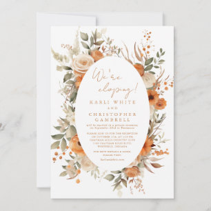 Eleganter Script Autumn Floral Elopement Empfang Einladung