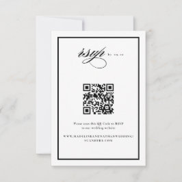 Eleganter Script Black and Wedding QR Code RSVP Karte