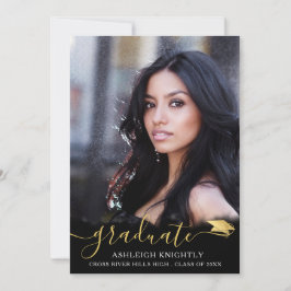 Eleganter Script Black Gold 4 Foto Abschluss Ankündigung