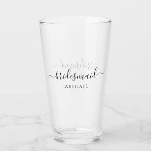 Eleganter Script Bridesmaid Personalisierter Name Glas