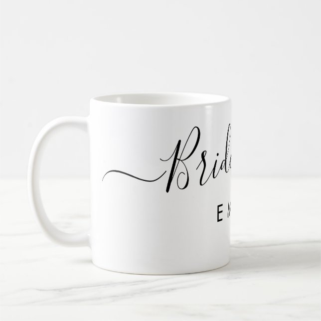 Eleganter Script Bridesmaid Personalisierter Name Kaffeetasse (Links)