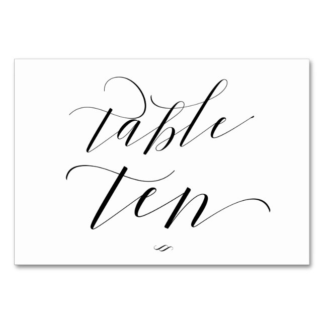 Eleganter Script Calligraphy Table 10 Empfang Tischnummer (Vorderseite)
