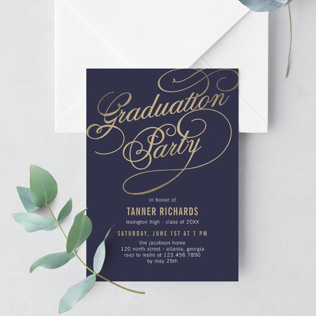 Eleganter Script EDITABLE FARBEN Abschluss laden e Einladung (Von Creator hochgeladen)