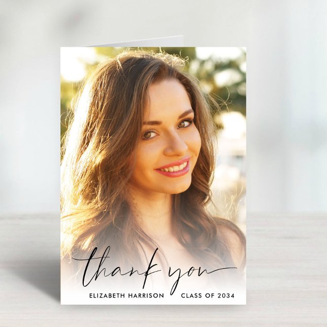 Eleganter Script-Foto-Abschluss Dankeskarte (Von Creator hochgeladen)