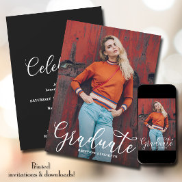 Eleganter Script-Foto-Abschluss Einladung