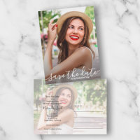 Eleganter Script-Foto-Abschluss Save the Date