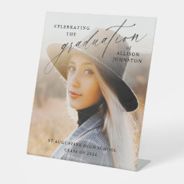 Eleganter Script Foto Abschluss Willkommen Sockelschild