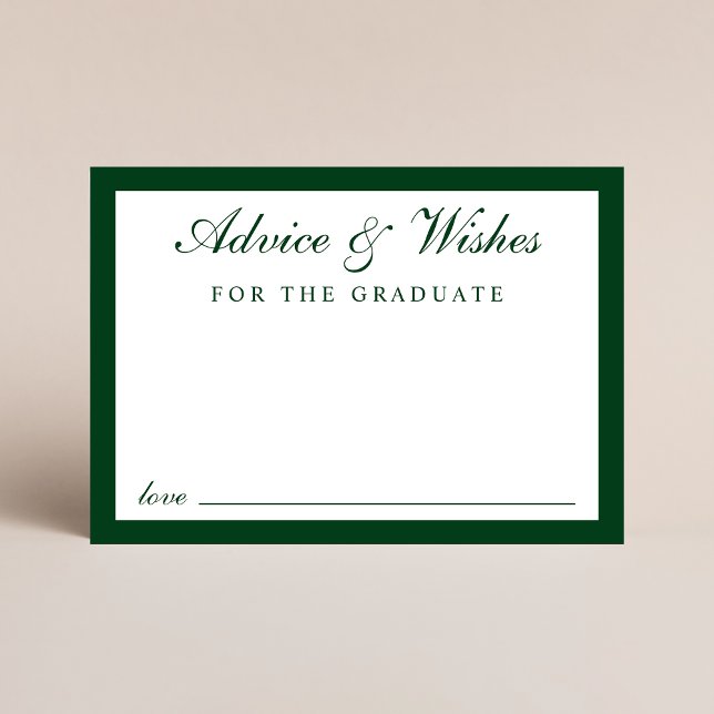 Eleganter Script Grad Advice Green Gold Abschluss Begleitkarte (Von Creator hochgeladen)