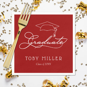 Eleganter Script-Kardinal Roter Abschluss Serviette