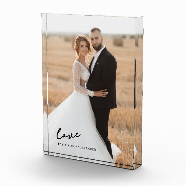 Eleganter Script-Liebe Bride Groom Foto Block (Rechts)