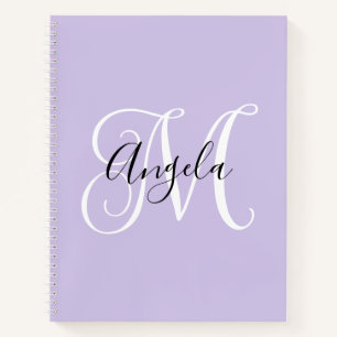 Eleganter Script Monogram Pale Lavender Notizbuch