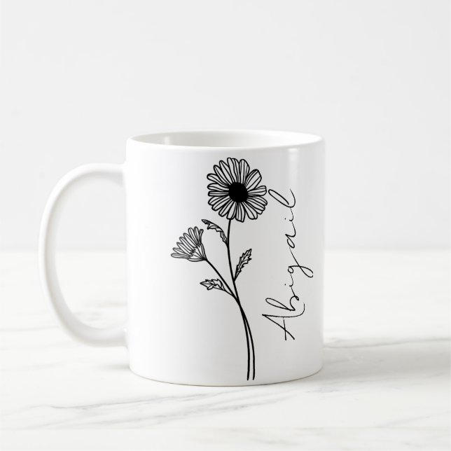 Eleganter Script Name April Monat Geburt Blume Dai Kaffeetasse (Links)