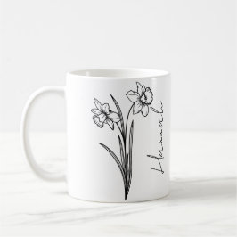 Eleganter Script Name März Birth Blume Daffodil Kaffeetasse