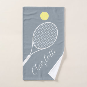 Eleganter Script Player Name Dusty Blue Tennis Clu Handtuch