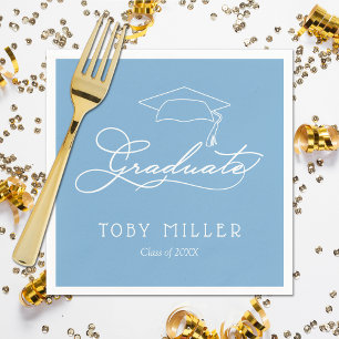 Eleganter Script Powder Blue Abschluss Napkins Serviette