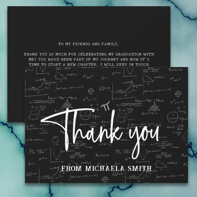 Eleganter Script Typografy Math Abschluss Dankeskarte (Von Creator hochgeladen)