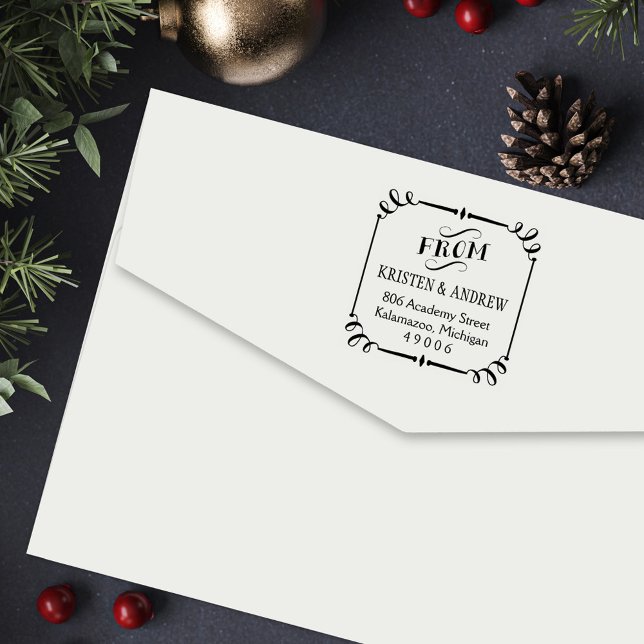 Eleganter Scroll Gerahmt von der Rücksendeadresse Permastempel (Von Creator hochgeladen)