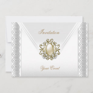 Eleganter Seidenweißer Perlen-Schmuck für alle Anl Einladung