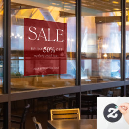 Eleganter Serif Retail Burgundy Red Sale Fensteraufkleber