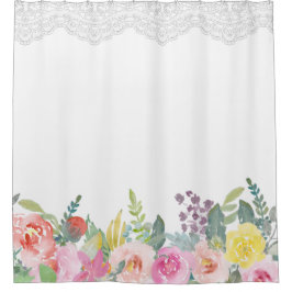 Eleganter Shabby Chic-Frühlings-Blumenspitze Duschvorhang