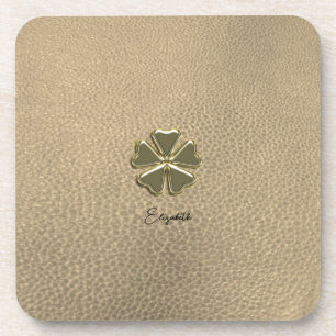Eleganter Shamrock Patrick's Day Leder Getränkeuntersetzer