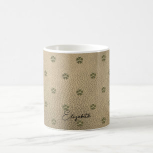 Eleganter Shamrock Patrick's Day, Leder Kaffeetasse