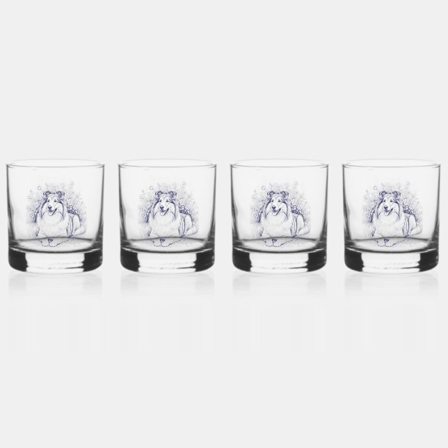 Eleganter Sheltie Whiskyglas (Vorderseite)