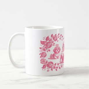Eleganter Shih Tzu Blumenbecher – Rosa Vintage Hun Kaffeetasse