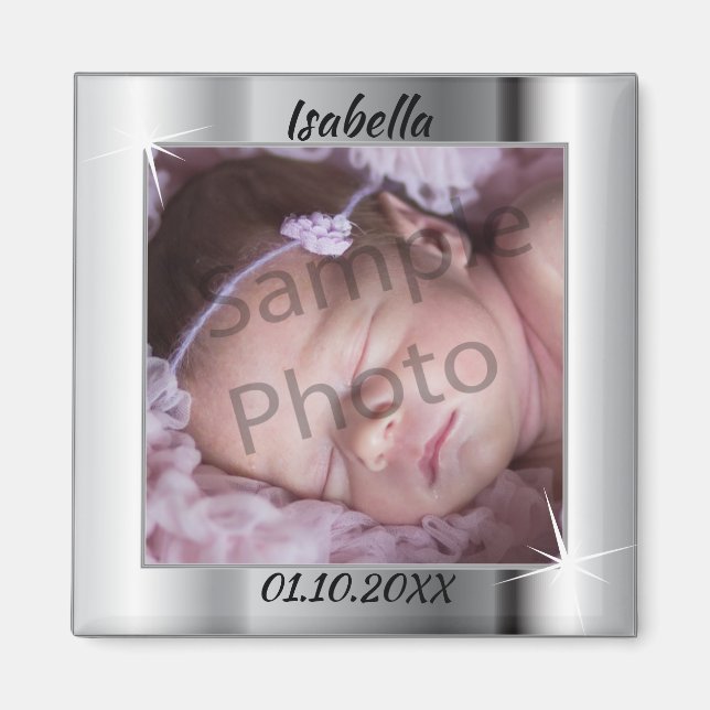Eleganter Silber-Foto-Rahmen Magnet (Vorne)
