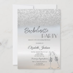 Eleganter Silber-Glitter-Bokeh-Junggesellinnenabsc Einladung