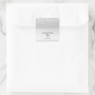 Eleganter Silber-Glitter-Bokeh Quadratischer Aufkleber