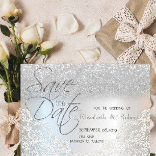 Eleganter Silber-Glitter-Bokeh, Spitze Save The Da Date