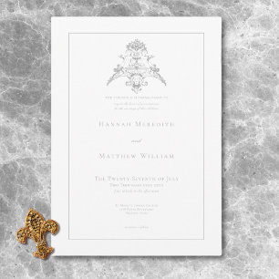 Eleganter Silber-Grau-Chinoiserie-Engel Hochzeit Einladung