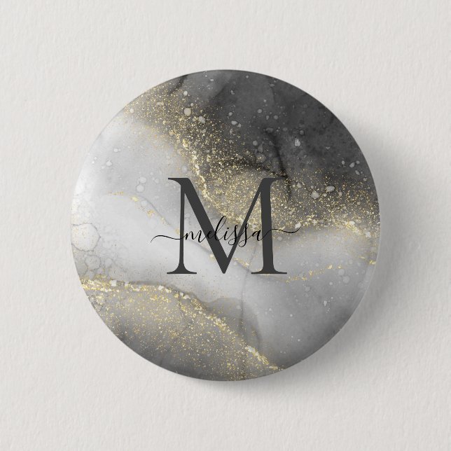 Eleganter Silber- und Goldname Button (Vorderseite)