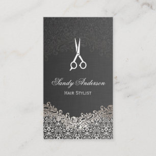 Eleganter SilberDamaske - Haar-Stilistische Ernenn Terminkarte