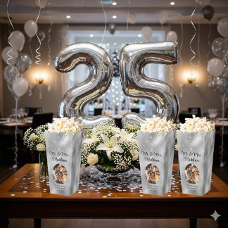 Eleganter Silberfilm & Popcorn zum 25. Jubiläum Geschenkschachtel