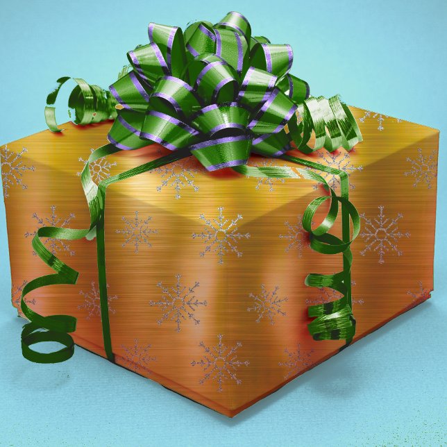 Eleganter Silbergolden Weihnachtsschneeflocken Geschenkpapier (Von Creator hochgeladen)