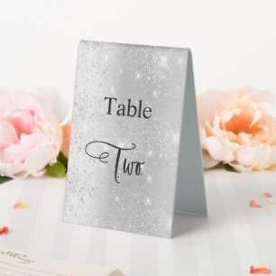 Eleganter Silberkalligraphie-Tisch zwei Cafés Tischaufsteller