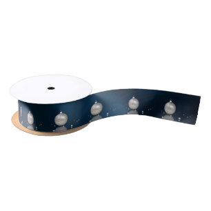 Eleganter Silberner Glitzer Ornament - Band Satinband