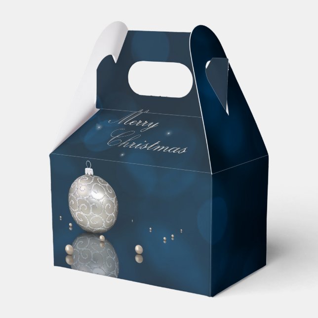 Eleganter Silberner Glitzer Ornament - Gefallen Bo Geschenkschachtel (Vorderseite)